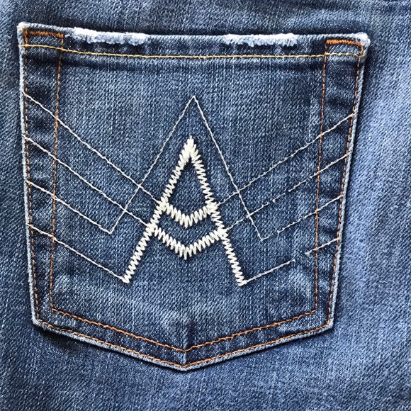 7FAM MEDIUM WASH A POCKET WHITE STICH JEANS SZ 29 - Picture 3 of 16